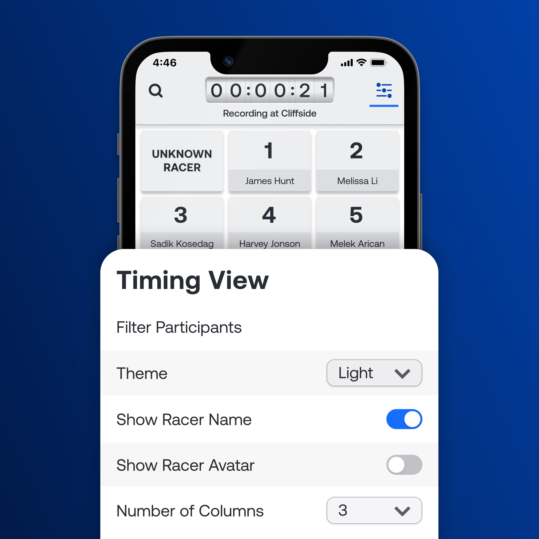 Settings for the Timing mode